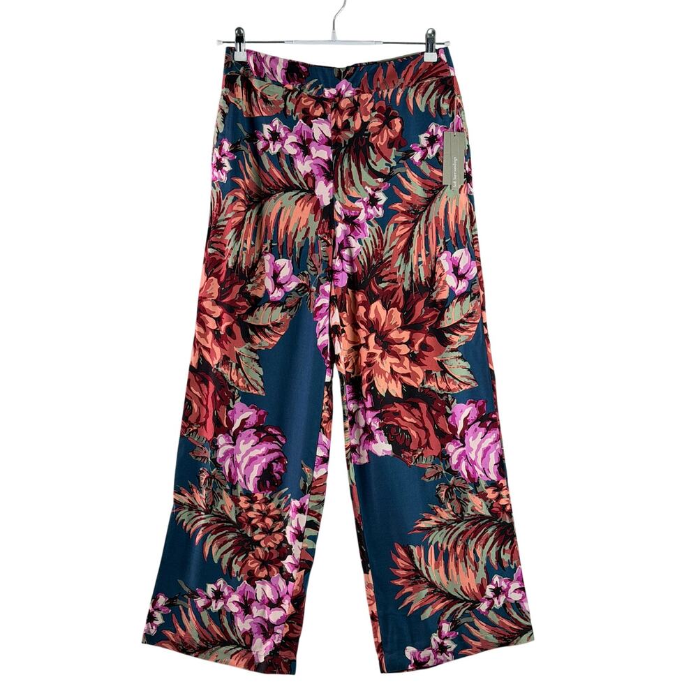 Soft Surroundings Yesenia Printed Pants Blooms Floral Blue Womens Small Resort